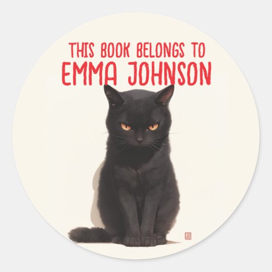 Black Cat Name Sticker | Terug naar school (Voorkant)