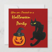 BLACK CAT NINJA HALLOWEEN PARTIJ KAART (Voorkant)