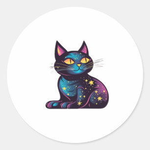 Black Cat of the Stars Ronde Sticker