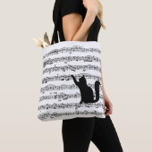 Black Cat On Bladmuziek Canvas tas (Dichtbij)