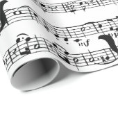 Black Cat ON Sheet Music Cadeaupapier (Rol Hoek)