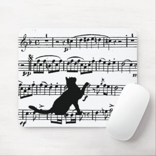 Black Cat on Sheet Music Muismat
