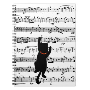 Black Cat on Sheet Music Notitieboek