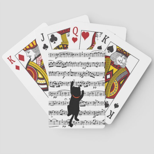 Black Cat on Sheet Music Pokerkaarten (Achterkant)
