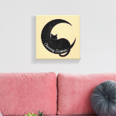 Black Cat on the Crescent Moon: Charm of Darkness Canvas Afdruk (Insitu (Woonkamer))
