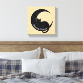 Black Cat on the Crescent Moon: Charm of Darkness Canvas Afdruk (Insitu (Slaapkamer))
