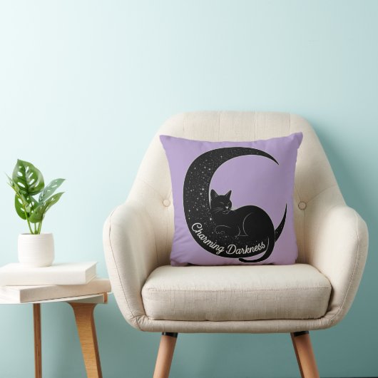 Black Cat on the Crescent Moon: Charm of Darkness  Kussen (Stoel)