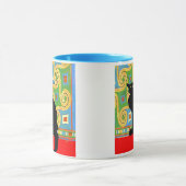 Black Cat op Abstract behang, Black Cat op een... Mok (Midden)