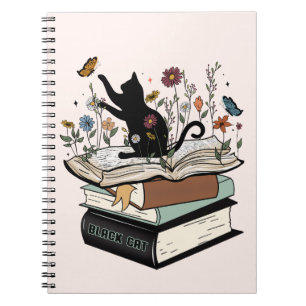 Black Cat op het boek Funny Cat Notitieboek