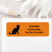 Black cat orange Halloween étiquettes d'adresse de (En situation)