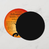 Black Cat Oranje Moon Invitation Kaart (Voorkant / Achterkant)