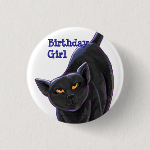 Black Cat Party Center Ronde Button 3,2 Cm