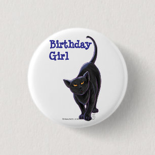 Black Cat Party Center Ronde Button 3,2 Cm