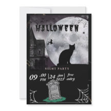 Black Cat Pastel Halloween heksen Party Invit