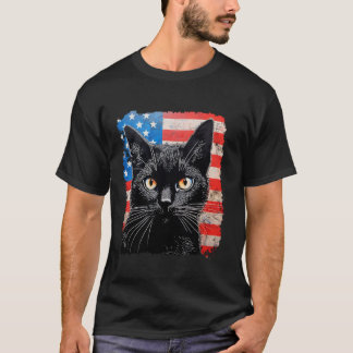 Black Cat Patriotic USA Lange Mouw T-shirt