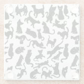 Black Cat Pattern Glazen Onderzetter (Achterkant)