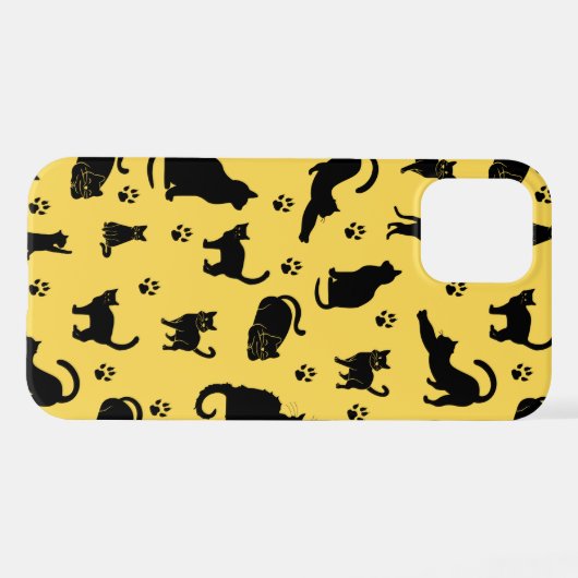 Black Cat Pattern iPhone Hoesje (Achterkant horizontaal)