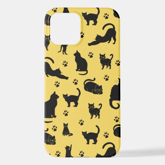 Black Cat Pattern iPhone Hoesje (Achterkant)