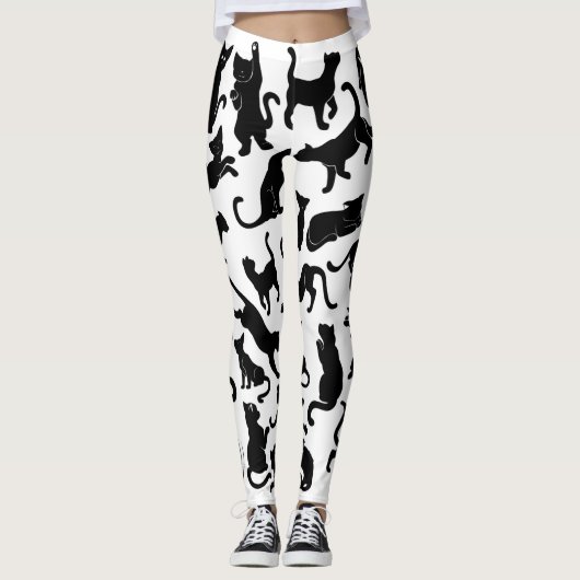 Black Cat Pattern Leggings (Voorkant)