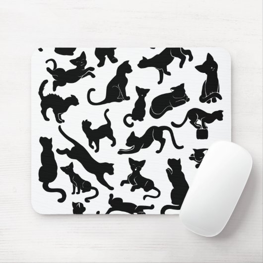 Black Cat Pattern Muismat (Met muis)