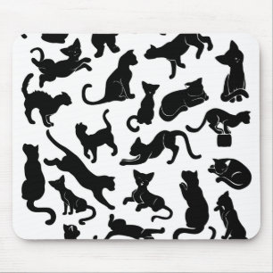 Black Cat Pattern Muismat