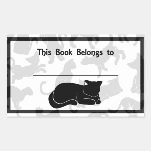 Black Cat Pattern Rechthoekige Sticker (Voorkant)