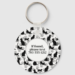 Black Cat Pattern Sleutelhanger