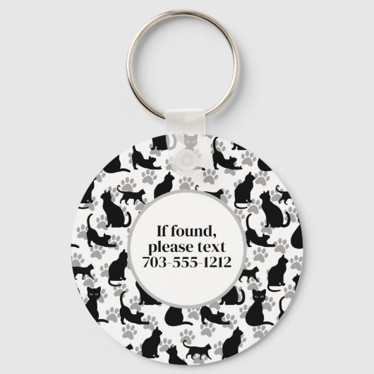 Black Cat Pattern Sleutelhanger (Achterkant)