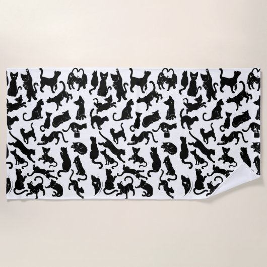 Black Cat Pattern Strandlaken (Voorkant)