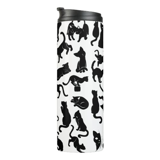 Black Cat Pattern Thermosbeker (Geroteerd rechts)
