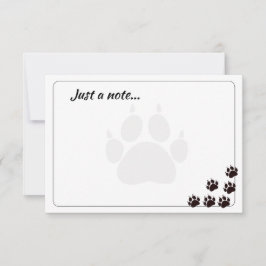 Black Cat Paw Prints Monogram Custom Just a Note  Notitiekaartje