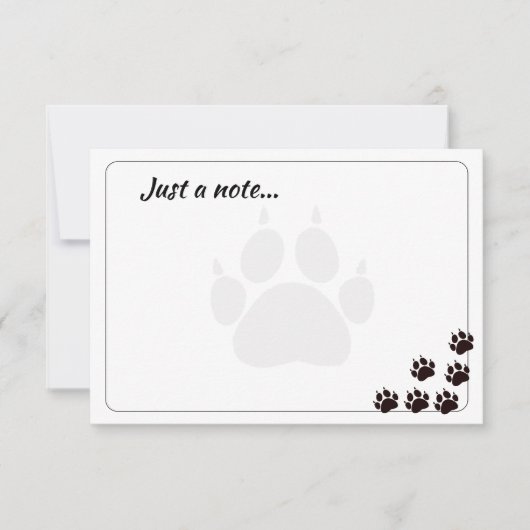 Black Cat Paw Prints Monogram Custom Just a Note  Notitiekaartje (Voorkant)