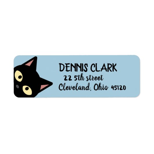 BLACK CAT PEEKING CUTE Return Address Labels (Voorkant)