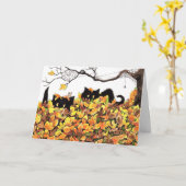 Black Cat Peeking in om u een gelukkig Halloween t Kaart (Gele Bloem)
