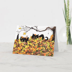 Black Cat Peeking in om u een gelukkig Halloween t Kaart