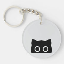Black Cat Peeking Keychain