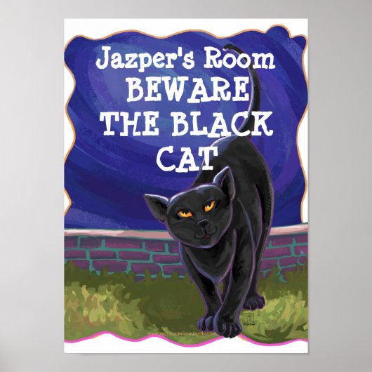Black Cat Personalized Room Poster (Voorkant)