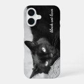 Black Cat Pet Foto gepersonaliseerd iPhone 16 Hoesje (Achterkant)