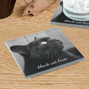 Black Cat Photo Glazen Onderzetter