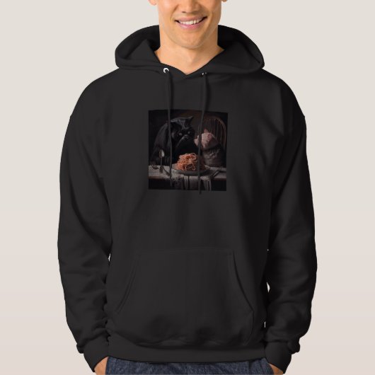 Black Cat Pig Spaghetti Hoodie (Voorkant)