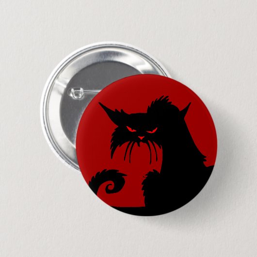 Black Cat Pinback Button (Voorkant /achterkant)