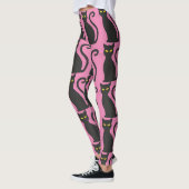 BLACK CAT PINK YOGA PANTS LEGGINGS (Gauche)