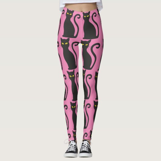 BLACK CAT PINK YOGA PANTS LEGGINGS (Devant)