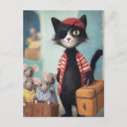 Black Cat Pirate en de muizen Briefkaart (Voorkant)