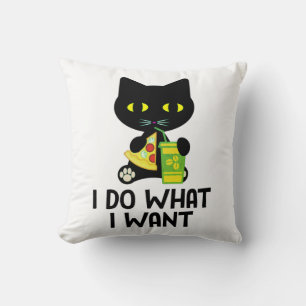 Black Cat Pizza & Coffee Night T-shirt Kussen