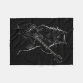 Black Cat Playing Electric Guitar Gothic Rocker  Fleece Deken (Voorkant (Horizontaal))