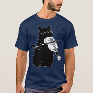 Black Cat Plays Violin Funny Musician Gift T-shirt