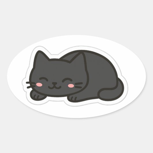 Black Cat PNG Sticker – Cute Kawaii Cat Loaf (Devant)