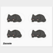 Black Cat PNG Sticker – Cute Kawaii Cat Loaf (Feuille)