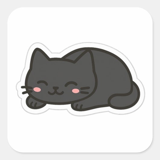 Black Cat PNG Sticker – Cute Kawaii Cat Loaf (Devant)